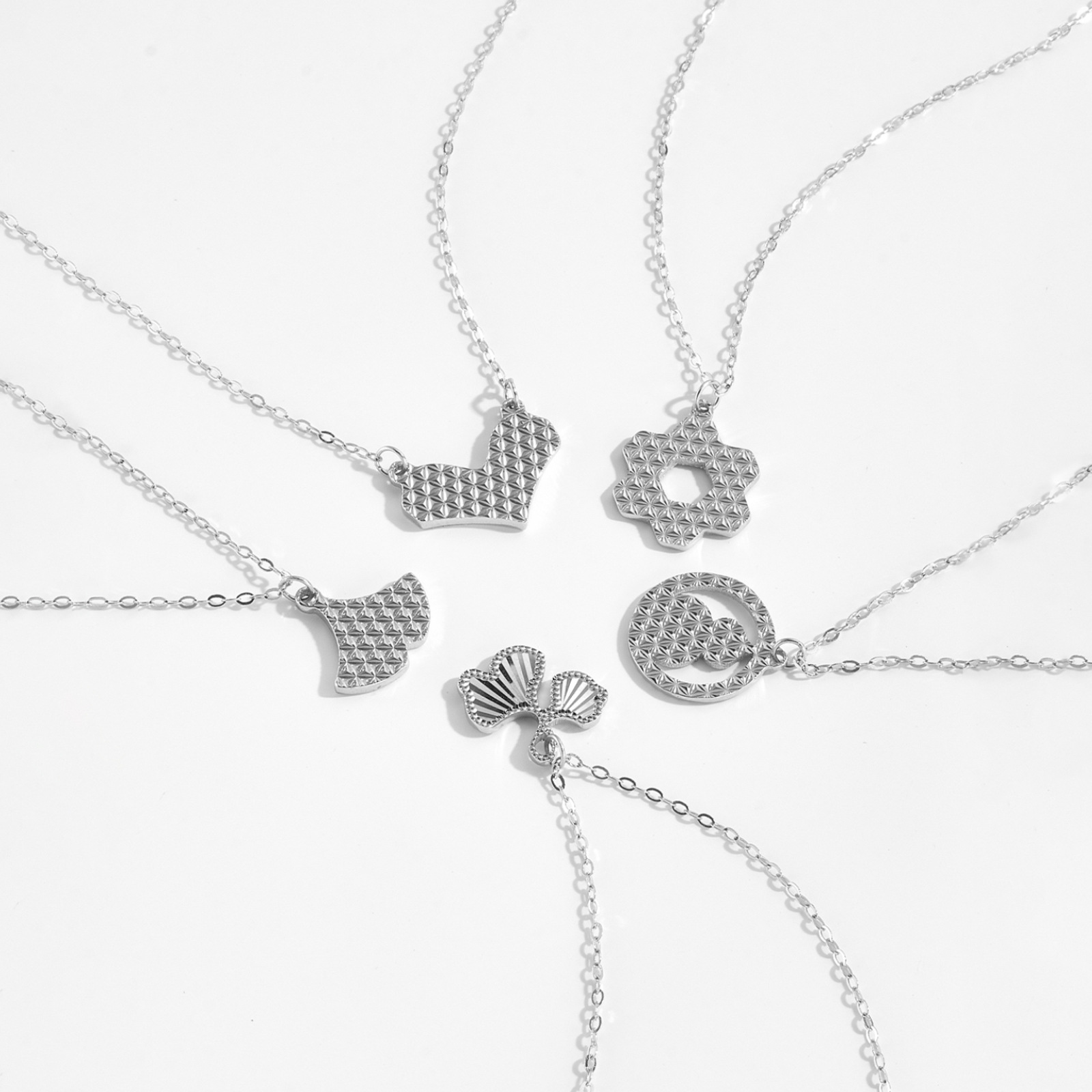 S925 Sterling Silver Necklace Love Ginkgo Leaf Gourd New Classic All-matching
