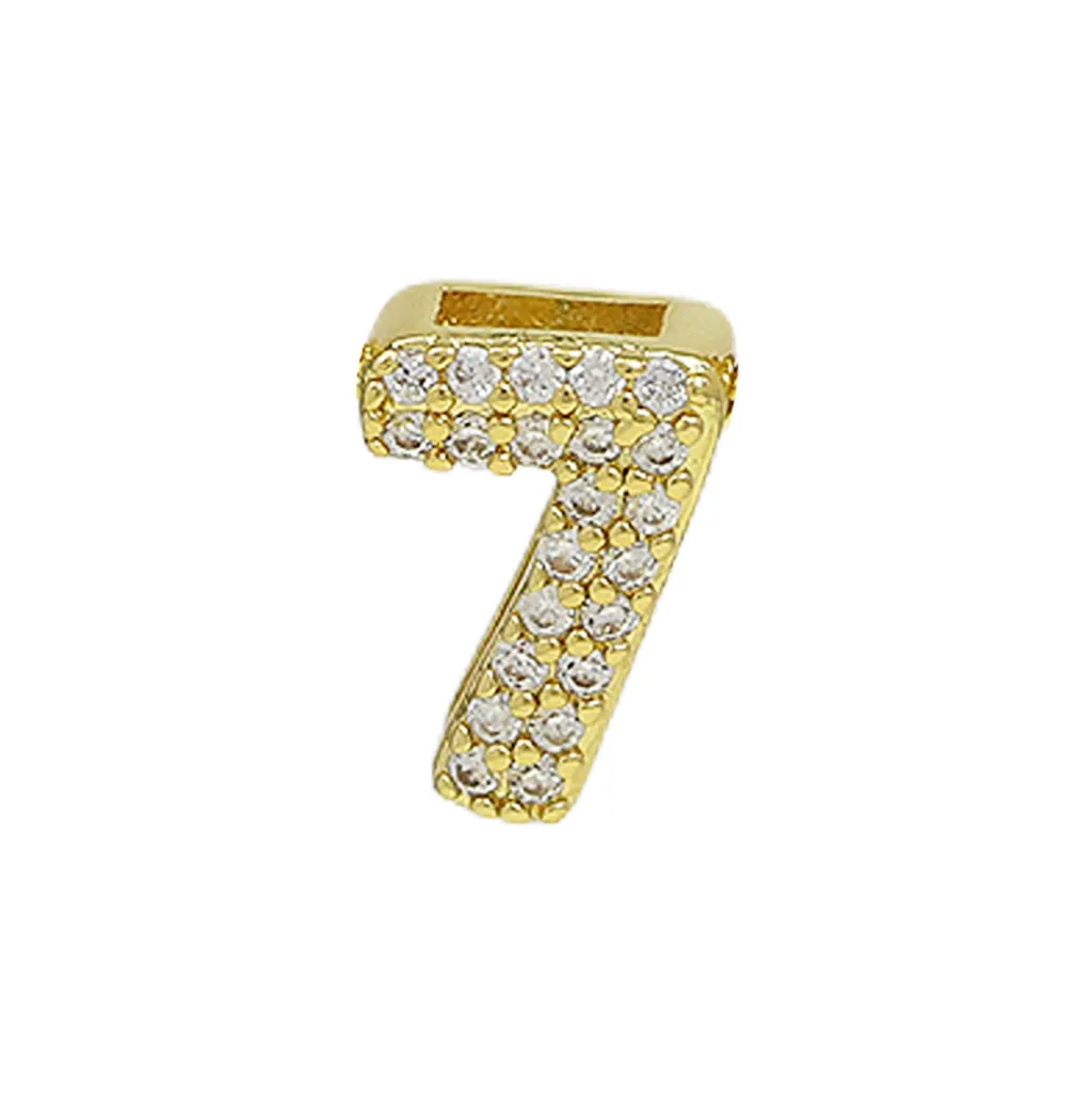 Brass 18K Zircon Diy Accessories Year Pendant - Number 7