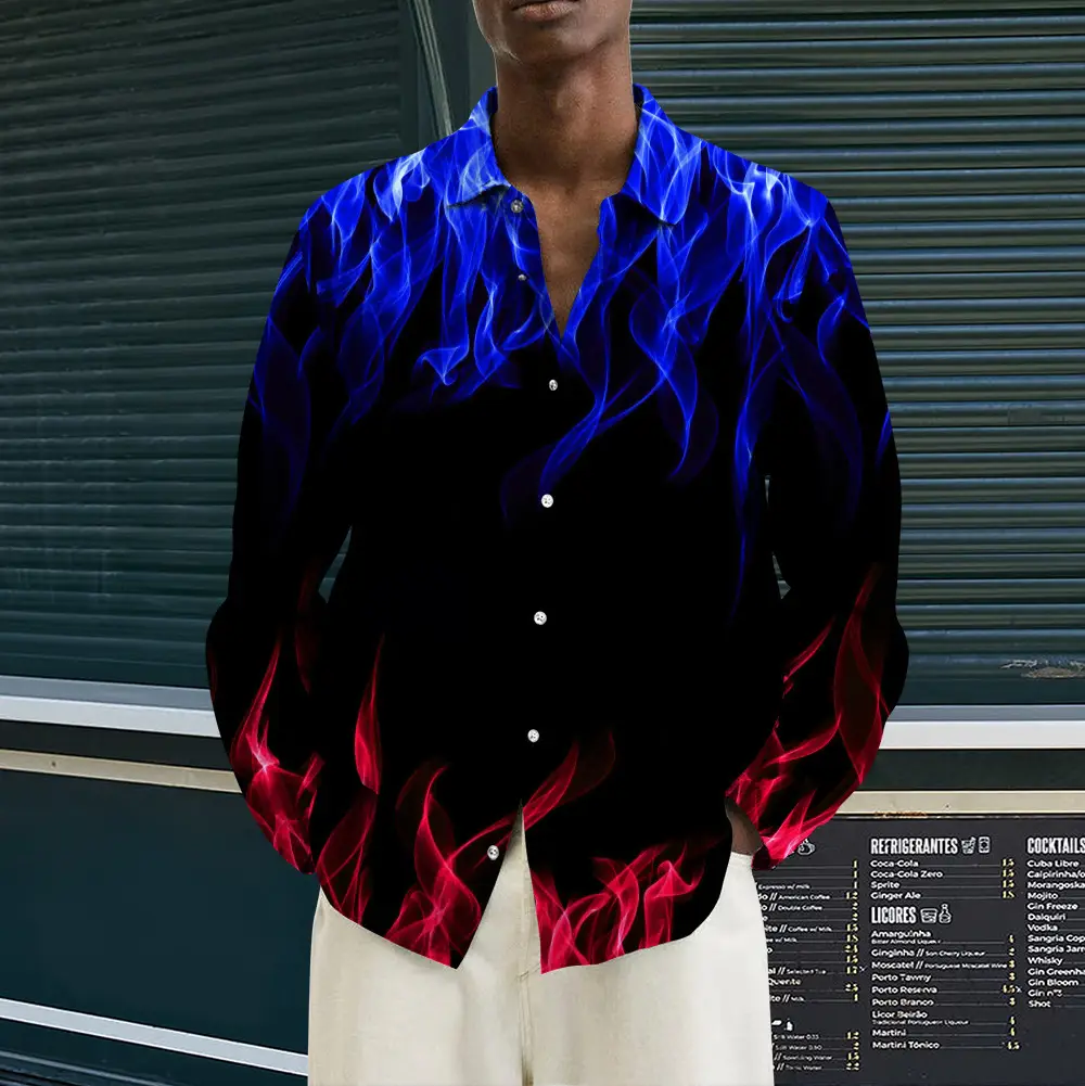 Multicolor Flame Youth Long Sleeve Shirt