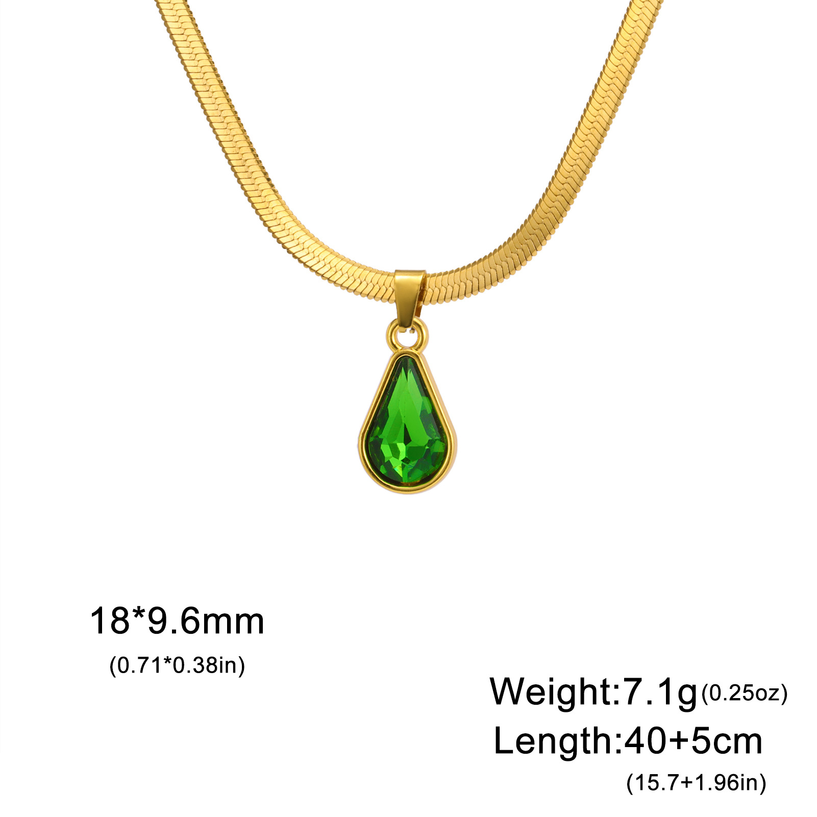 Colorful Crystal Water Drop Pendant Jewelry Women's Necklace Stainless Steel Snake Chain Necklace Women's Fashion Necklace