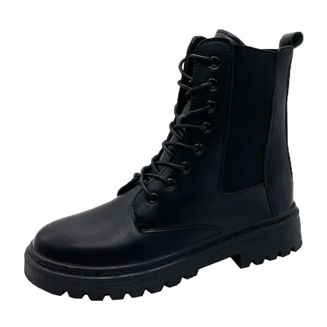 British Style Martin Boots Round Toe Lace up Black - Shop at LoveMi