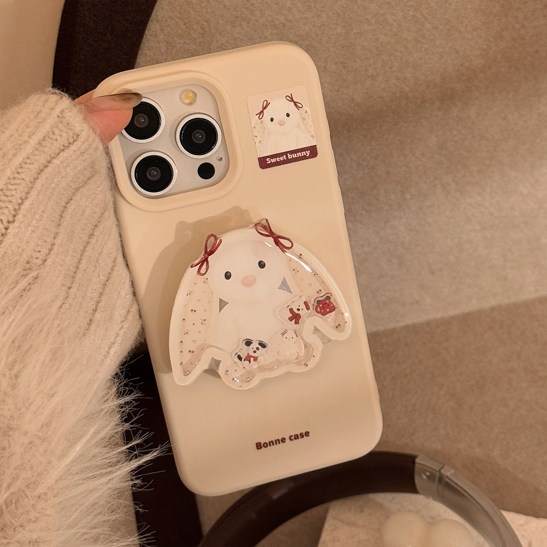 Cartoon Animal Shaker Stand Phone Case In Silicone