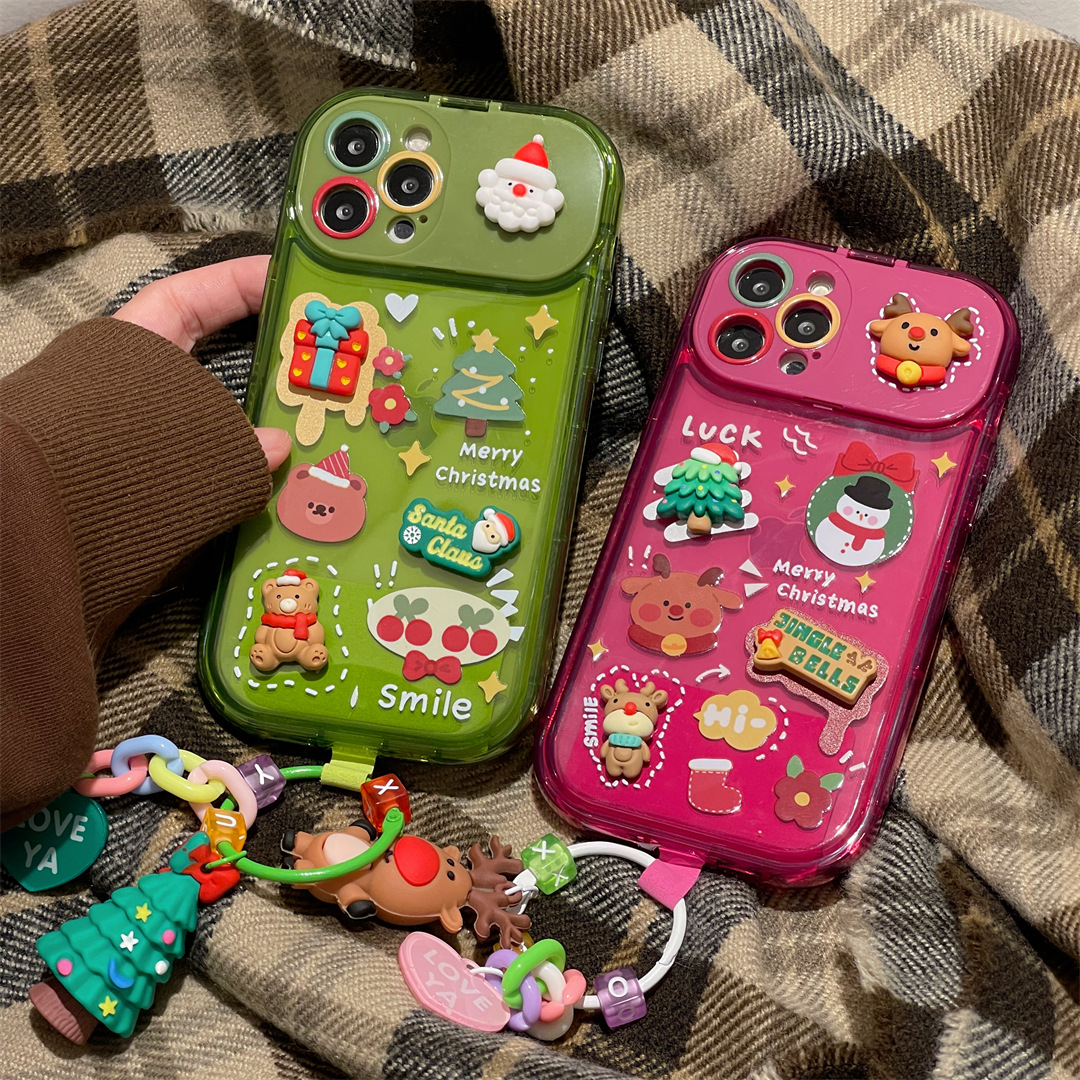 Three-dimensional Cartoon Christmas Reindeer Contact Lens Phone Case