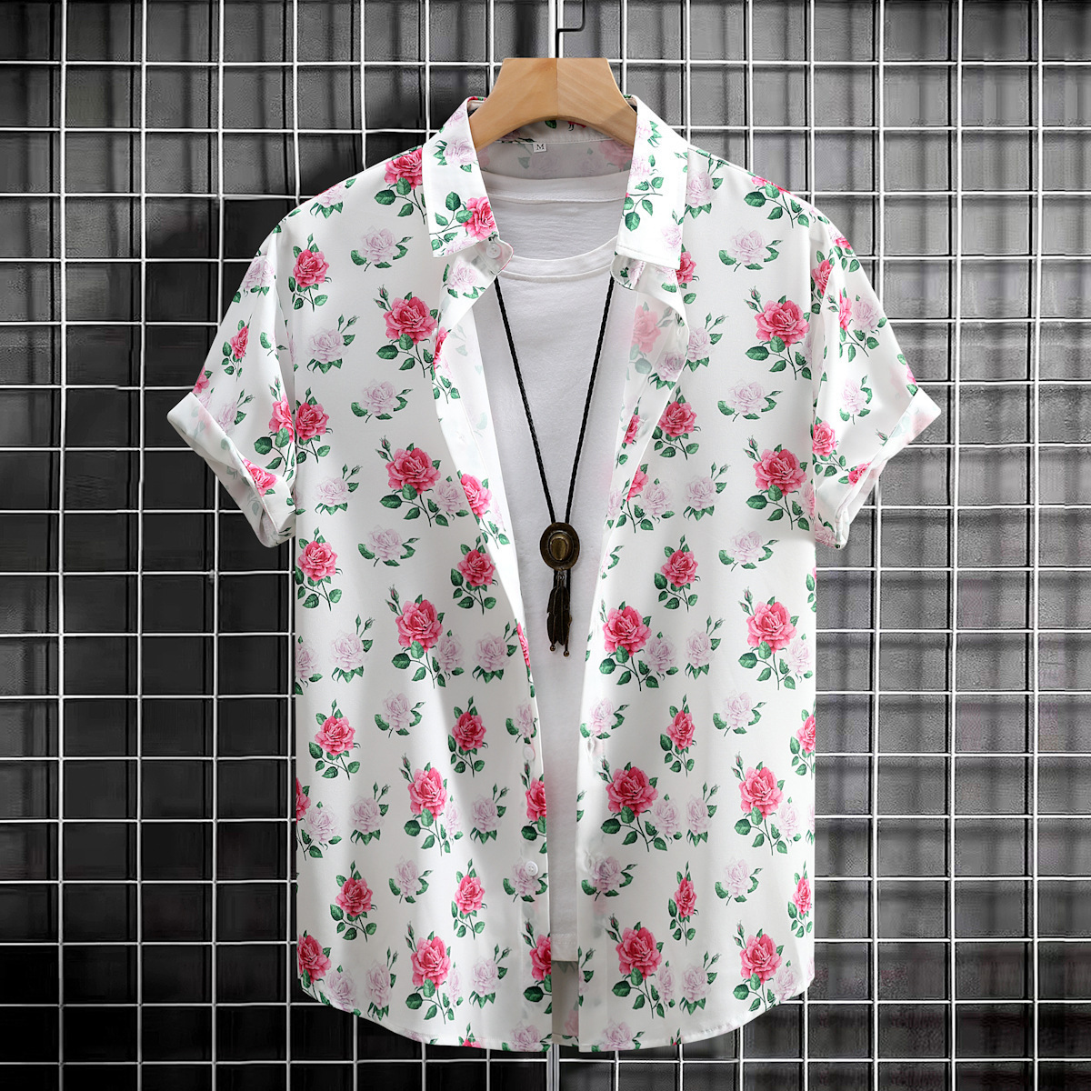 Mens Digital-Print Short-Sleeve Shirt - Image 6