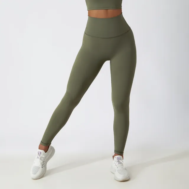 High Waist Hip Lift Fitness Pants Women's Tight Outdoor Army Green - Shop at LoveMi