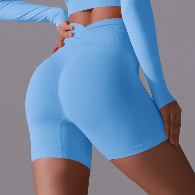 European And American Sports High Waist Belly Contracting Breathable Stretch Peach Hip Leggings Lotus Blue - Shop at LoveMi