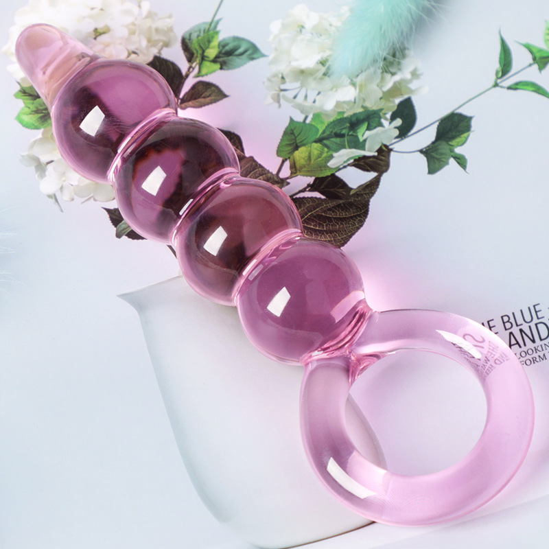 Cherry Pink Magic Wand Glass Dildo Vaginal And Anal Dual-use 4