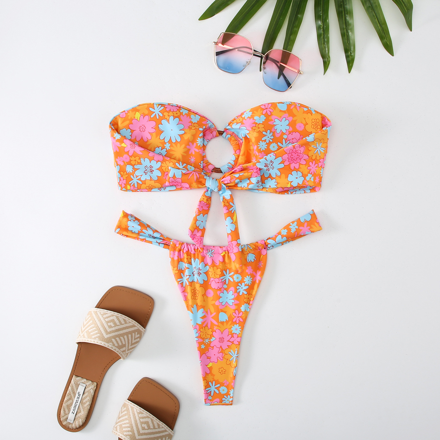 Women's Printed Tube Top Ring Bikini Swimsuit - Image 25