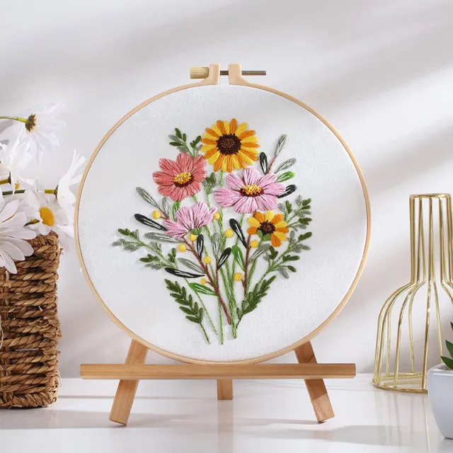 Diy Handmade Embroidery Material Package Colorful Time Flower Bouquet Hanging Painting Colorful Time 4 - Shop at LoveMi