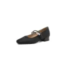 Elegant Chinese-style Tang Suit Womens Shoes Printed Square-toe Beaded Pumps view 3