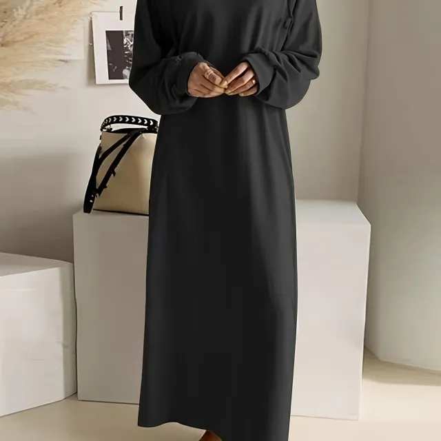 Women's V neck Long sleeve Hoodie Comfortable Casual Dress Black - Shop at LoveMi