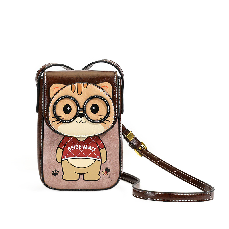 Versatile Western-style Phone Bag With A Bold Color-block Cartoon Design