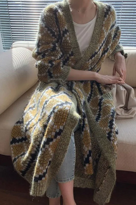 Mohair French Style Long Sleeve Loose Knitted Cardigan Coat For Women - Shop at LoveMi
