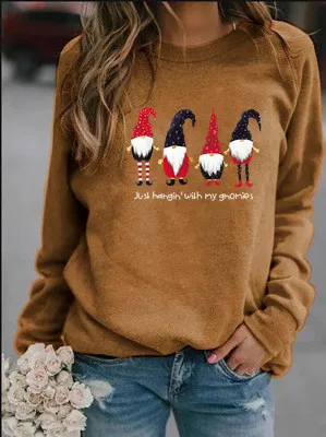 Letter Printed Crew Neck Sweatshirt Khaki - Shop at LoveMi