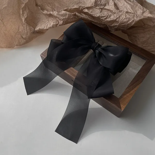 Black Veil Bowknot Spring Clip Back Head Hair Clip Black Spring Clip - Shop at LoveMi