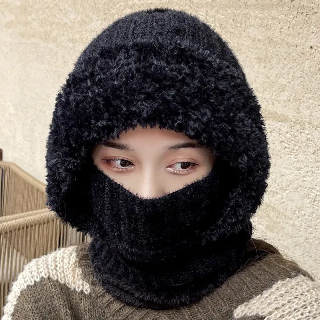 Multifunctional Hat Scarf One piece Hat Neck Protection Bandana Warm Black - Shop at LoveMi