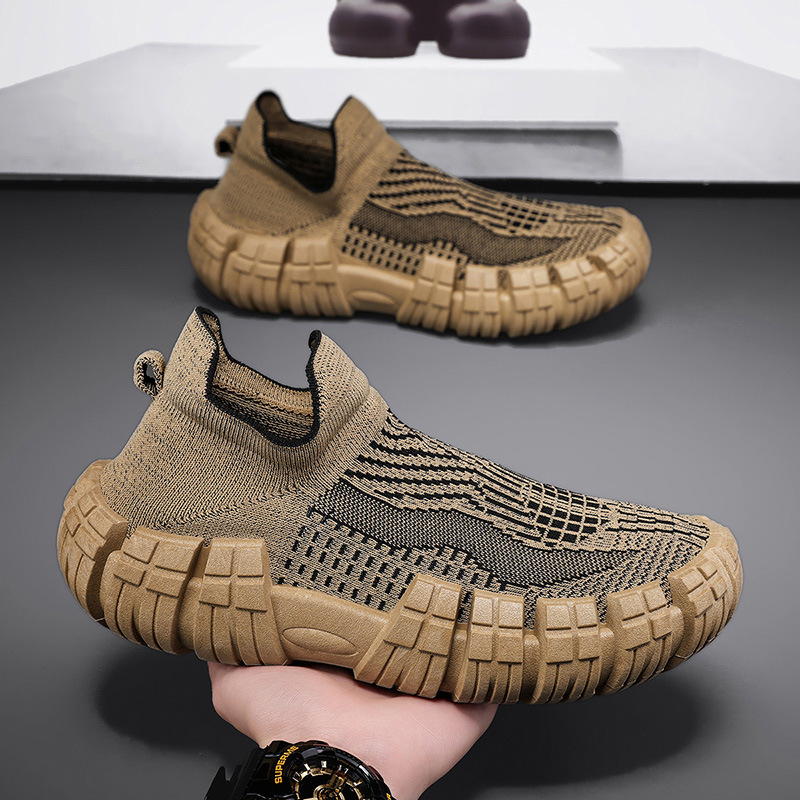 Mens Lightweight Non-slip Soft-soled Mesh Flyknit Casual Sports Shoes