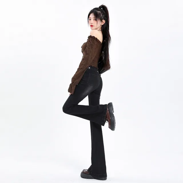 Vintage Vibe Patchwork Skinny Jeans Gray Black, Lengthened - Shop at LoveMi