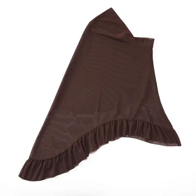 Ruffled Three dimensional Soft Brim Voile Pullover Scarf Brown - Shop at LoveMi