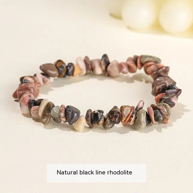 Natural Crystal Gravel Agate Aventurine Irregular Bracelet Natural Black Line Red Pattern - Shop at LoveMi