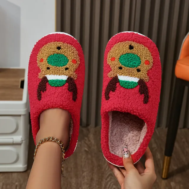 Christmas Home Slippers Indoor Soft Bottom Mute Warm Red - Shop at LoveMi