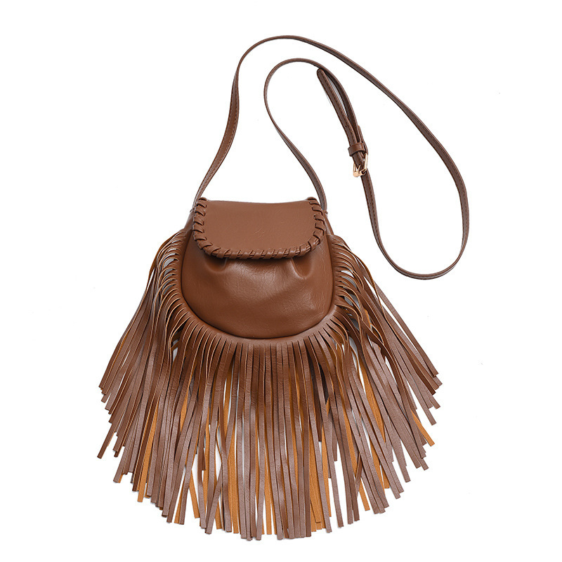 Fashion Trend Retro Tassel Shoulder Cross Body Bucket Bag