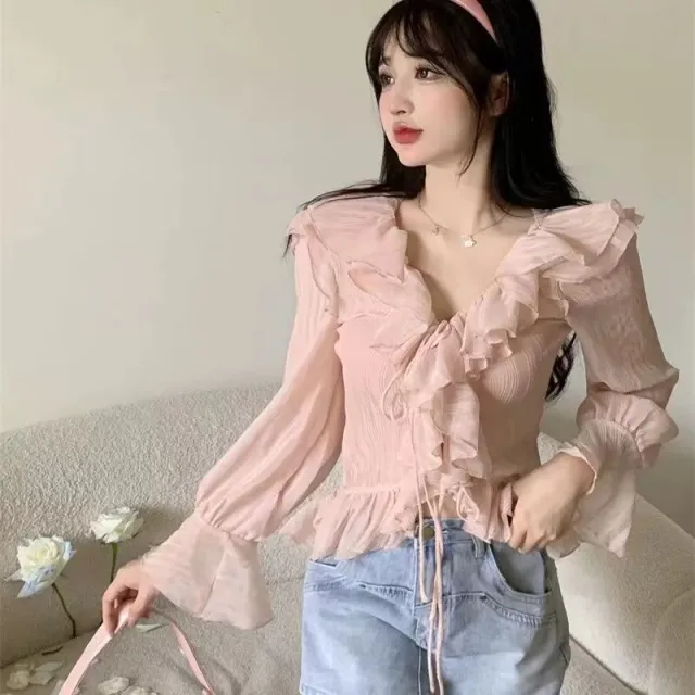 Ice silk Chiffon Sun protective Blouse For Women Pink - Shop at LoveMi