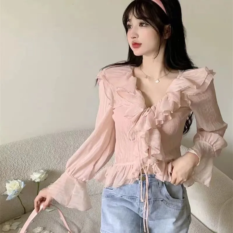Ice-silk Chiffon Sun-protective Blouse For Women - Pink