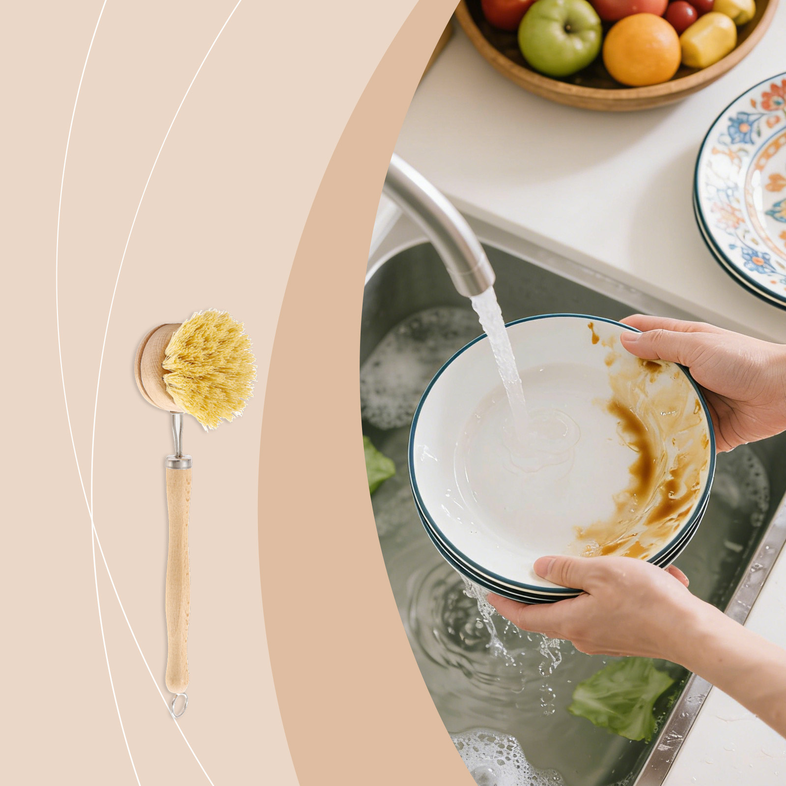 Long-handled Bamboo Dishwashing Brush