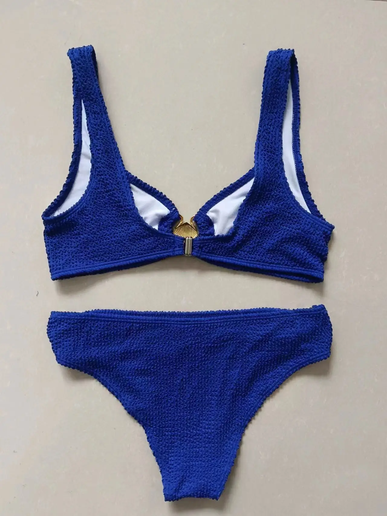 Women's Bikini Split Solid Color Snake Cloth Swimsuit