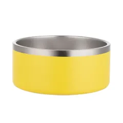 Stainless Steel Dog Bowl Inside And Outside 304 With Silica Gel Pad - Yellow - View 1