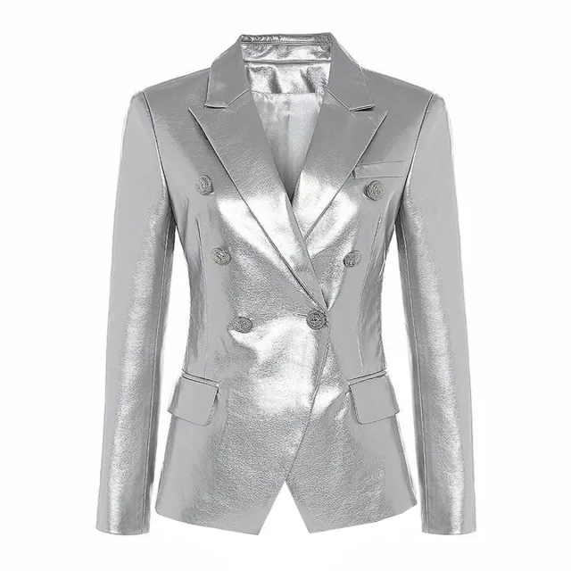 Women's Leather Suit Leather Jacket Coat Silver - Shop at LoveMi