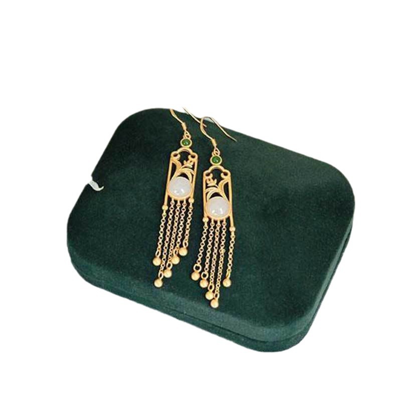 Jasper All-match Earrings Tassel Geometric Gold Plated