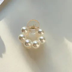 Large And Small Pearls Barrettes - Big Pearl - View 1
