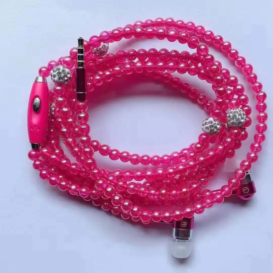 Fashion Pearl Halter Earphone Cellphone Listening To Karaoke And Answering Phone Calls