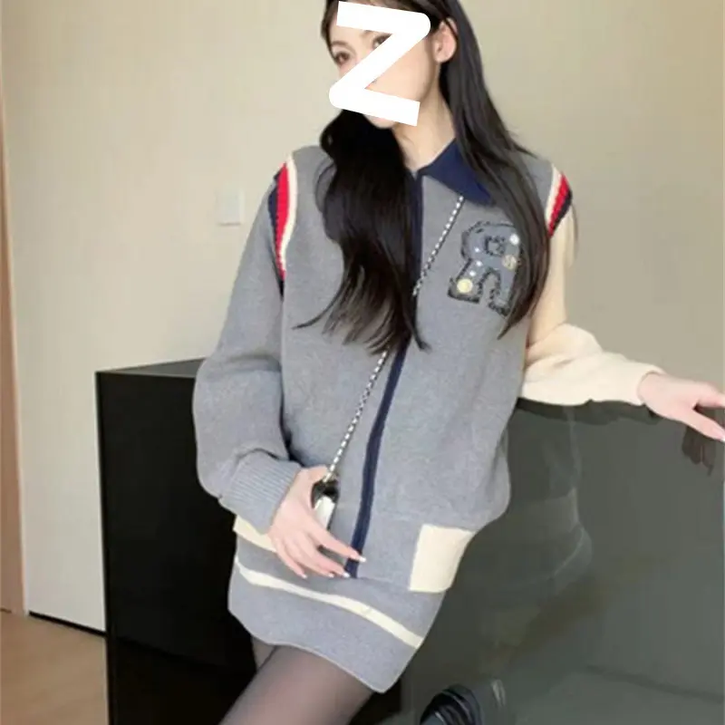 Casual Knitted Top And Elegant Skirt Autumn