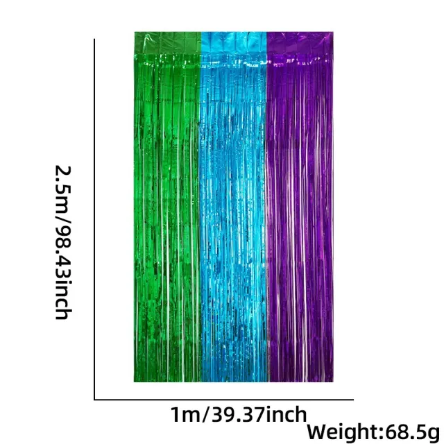 Birthday Stitching Decorations Supplies Tinsel Curtain Wedding Stage Layout Photo Props 2.5Beige Green Blue And Purple - Shop at LoveMi
