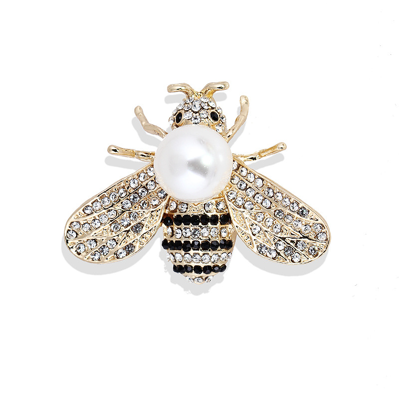 XZ4564A White Pearl Bee Brooch