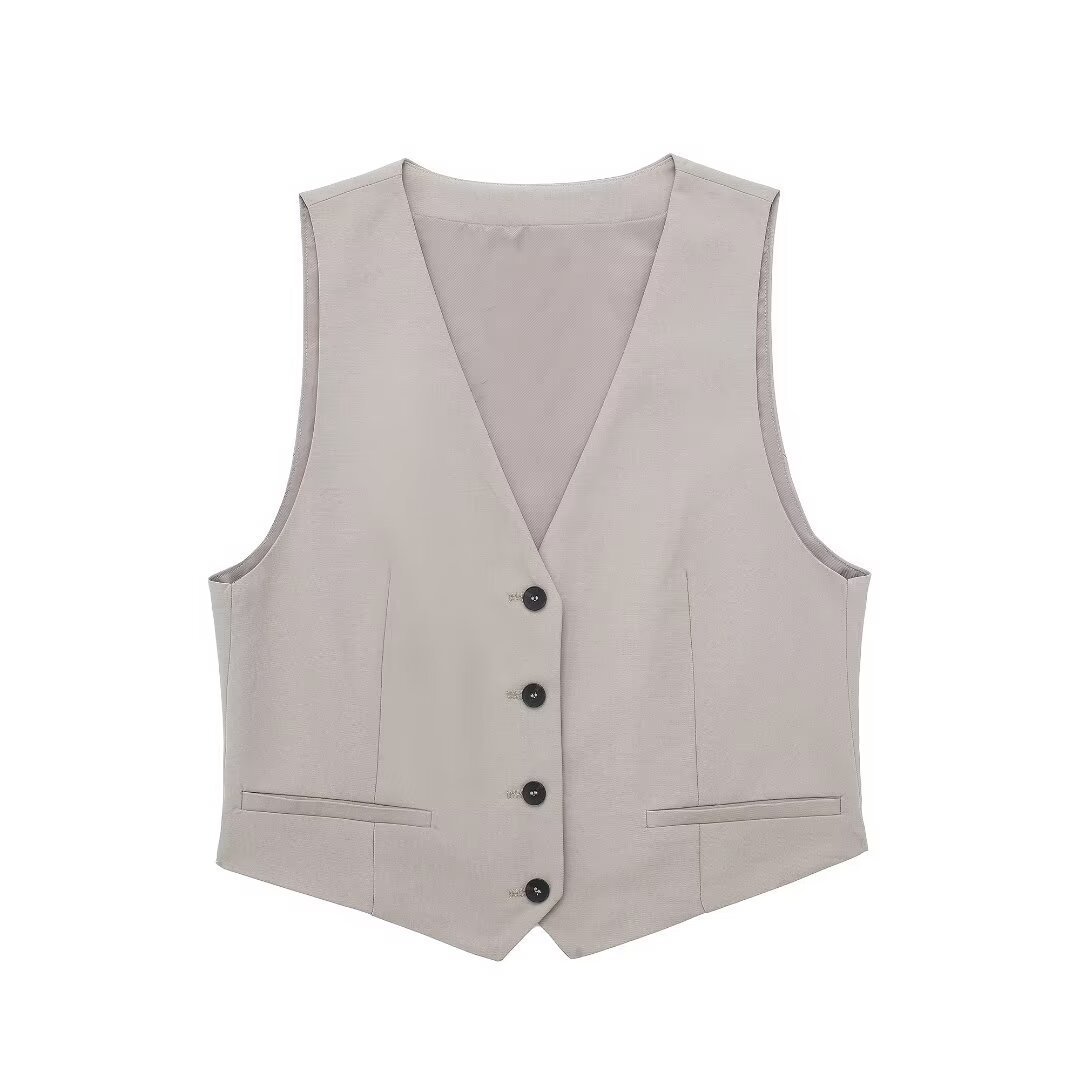 Women's Solid Color Slim-fit Short Vest Unisex Style Trousers