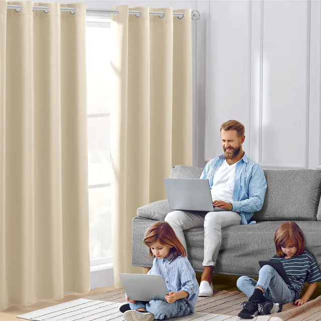 Cross border Curtain Thickened Non glossy Fabric Curtain Sun blocking Heat insulating Shade Modern Minimalist Beige - Shop at LoveMi