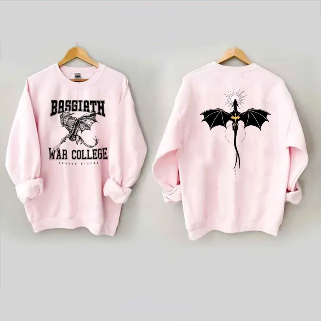 Vintage Fourth Wing Sweatshirt Dragon Rider 2 Side Print Bas Pink - Shop at LoveMi