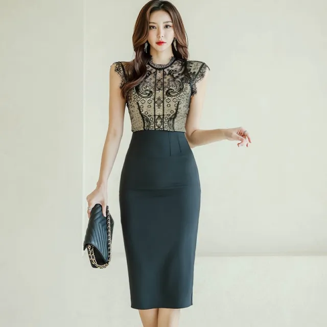Elegant Sheath Mid length Slim fit Dress Black - Shop at LoveMi