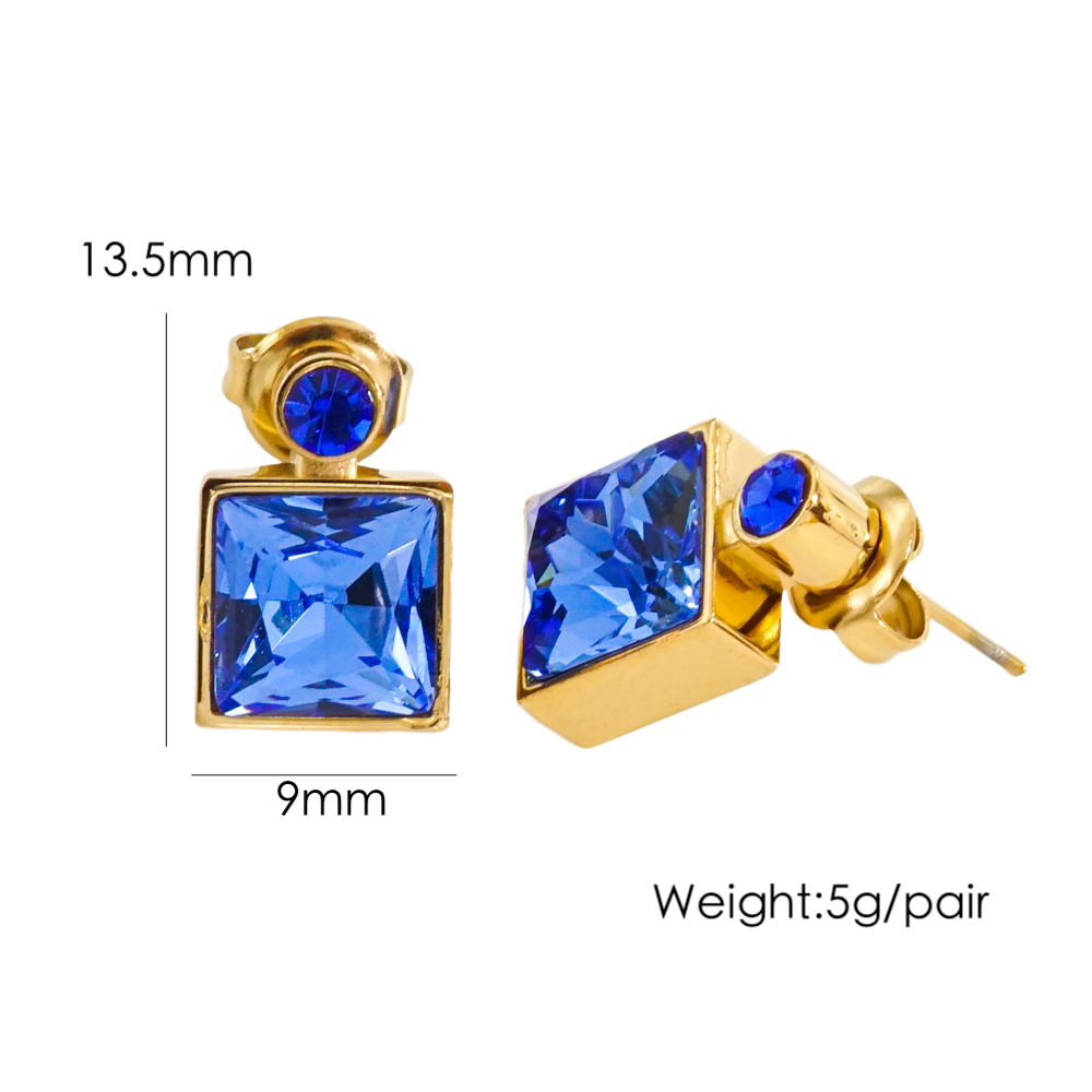 Elegant High Sense Inlaid Zircon Square Women's Ear Studs
