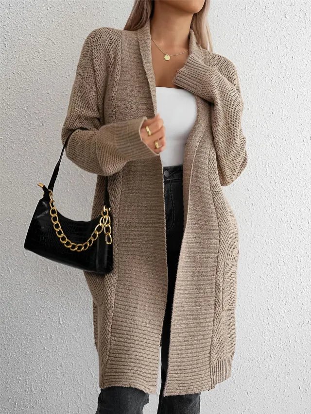 Lazy Sweater Loose Lapels Long Coat For Women Camel - Shop at LoveMi