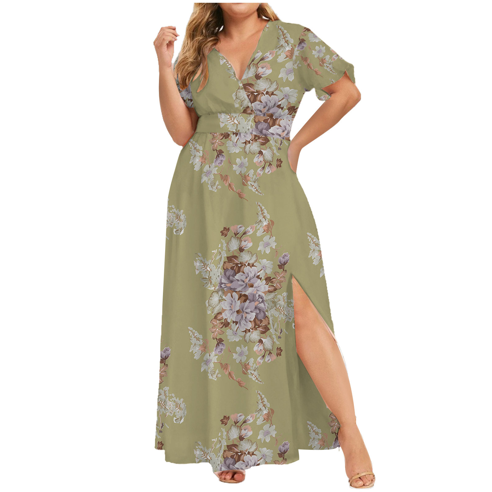 Women's Fashion Personalized Printed Short Sleeve Dress Gray - Shop at LoveMi