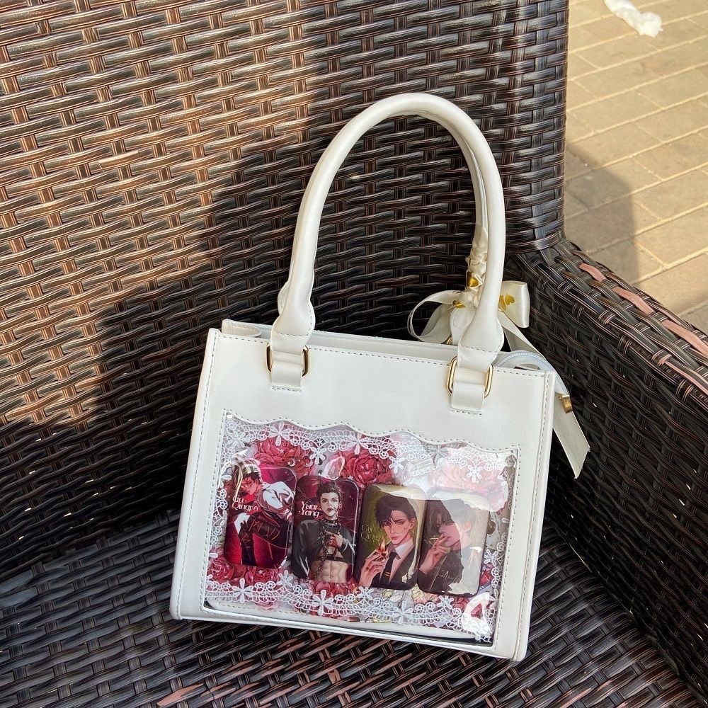 Rhombus Lace Japanese Cute Portable Crossbody Bag For Women White - Shop at LoveMi