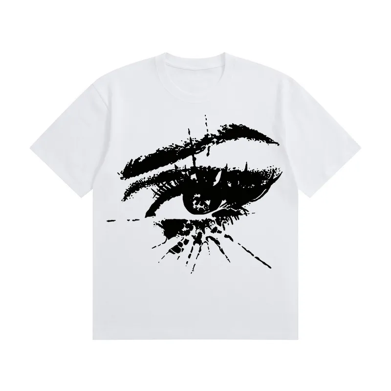 Women's Loose Casual White With Printed Pattern Short Sleeve - Style3