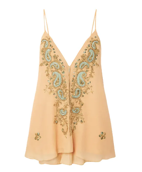 Ethnic Print V neck Strap Skirt Light Yellow - Shop at LoveMi