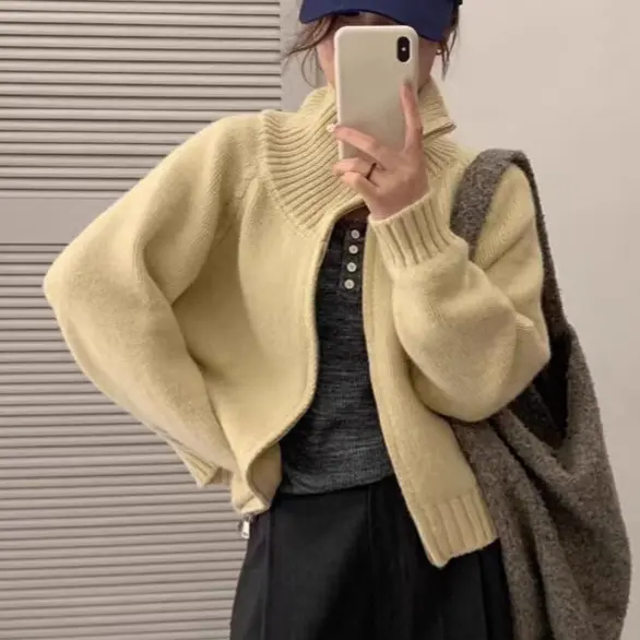 Casual Short Cardigan Coat Dopamine Style