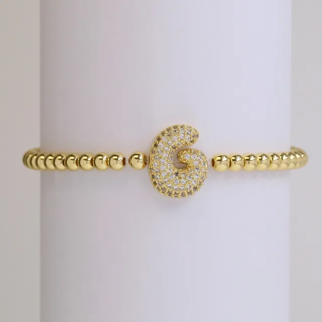 Fashion Jewelry 18K Balloon Bubble Zircon Letter Beaded Copper Bead Elastic String Bracelet G - Shop at LoveMi